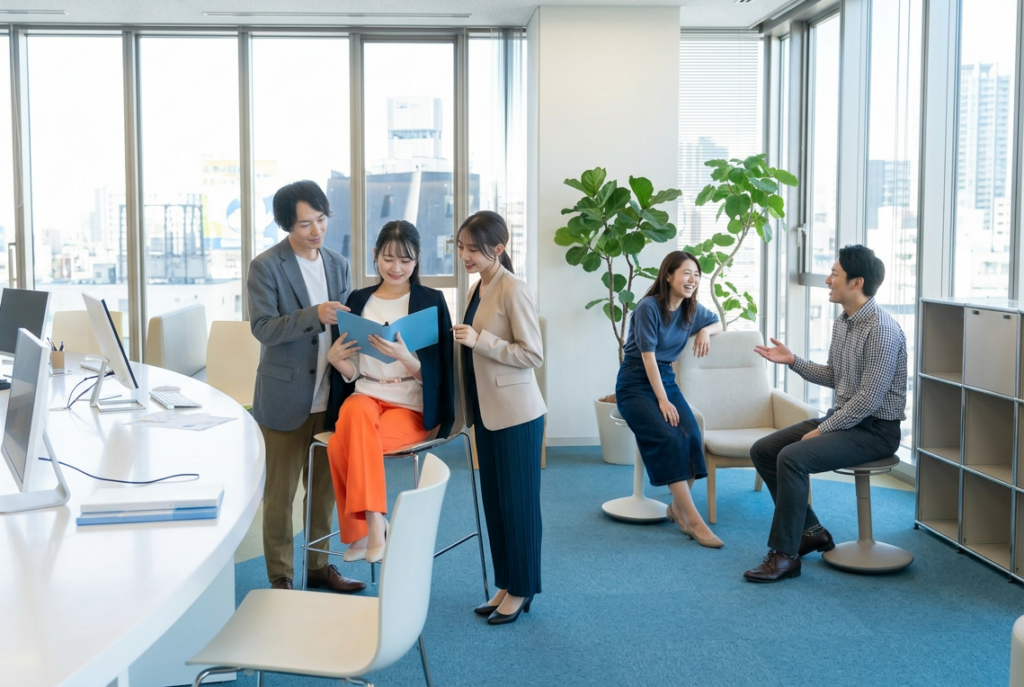 出社してチーム